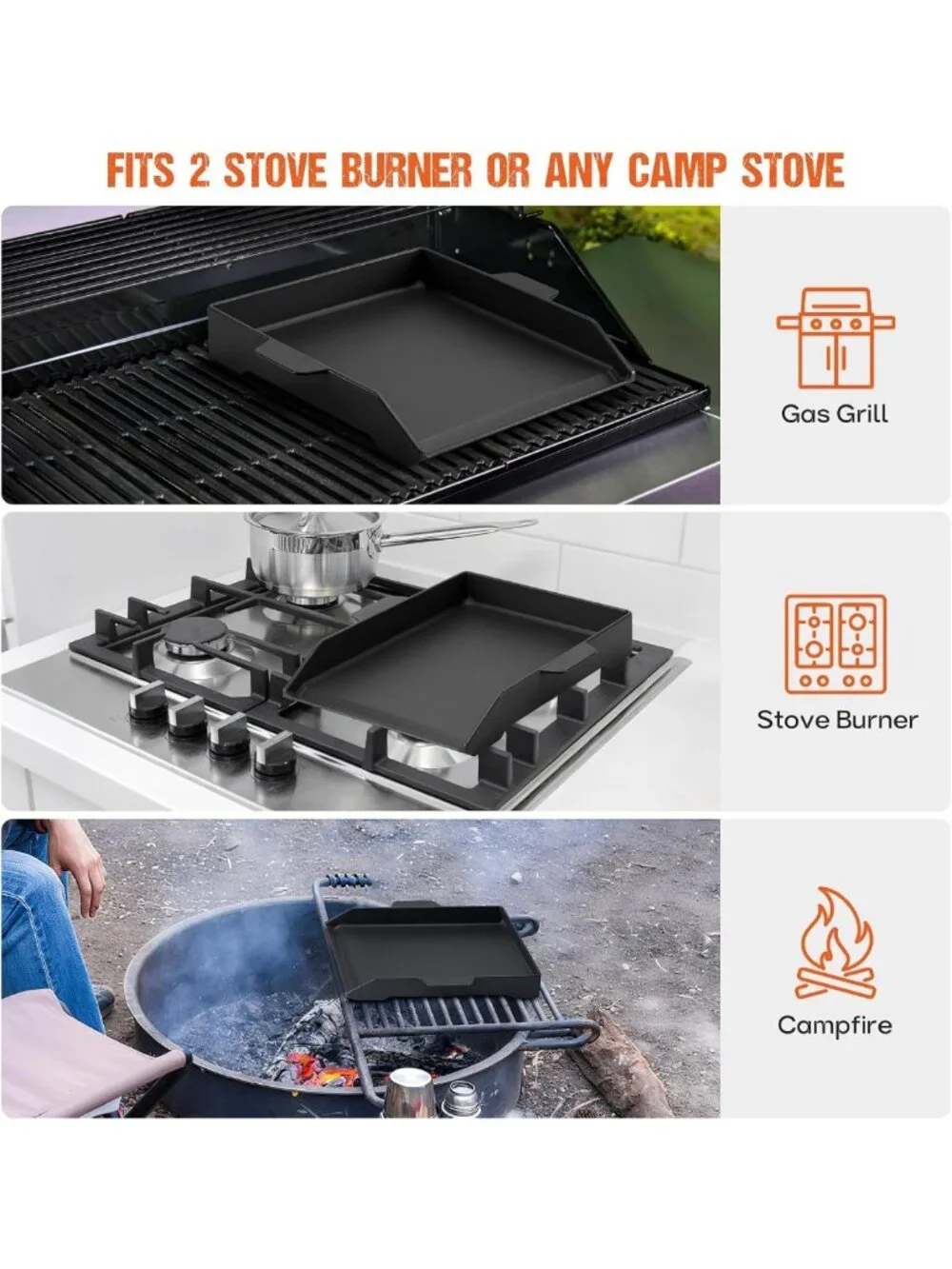 Universal Cast Iron Non-Stick Griddle for Grills & Ovens, 18.1